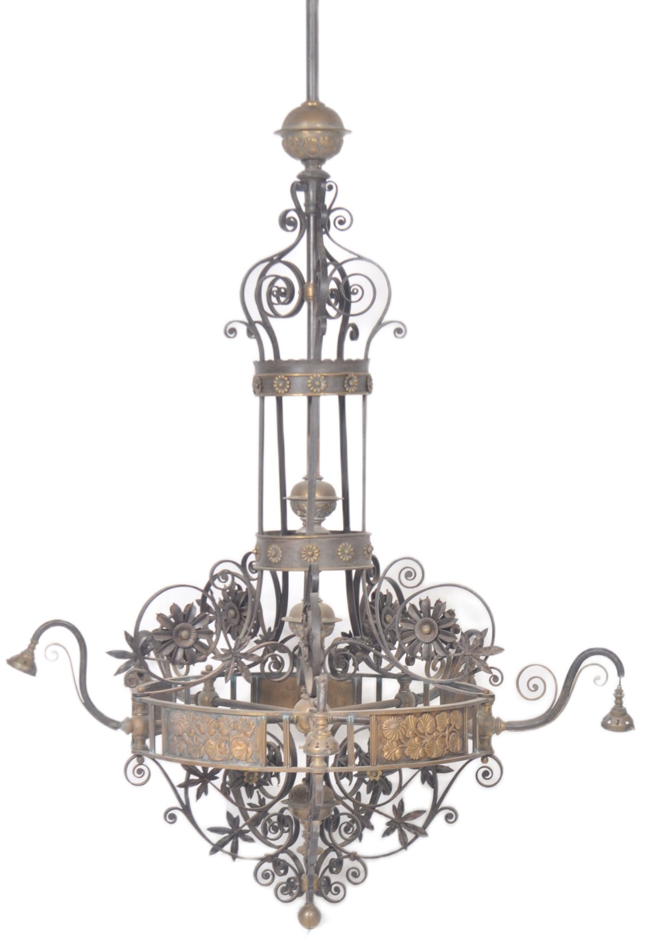 LARGE & IMPRESSIVE GOTHIC ARTS & CRAFTS CEILING LIGHT