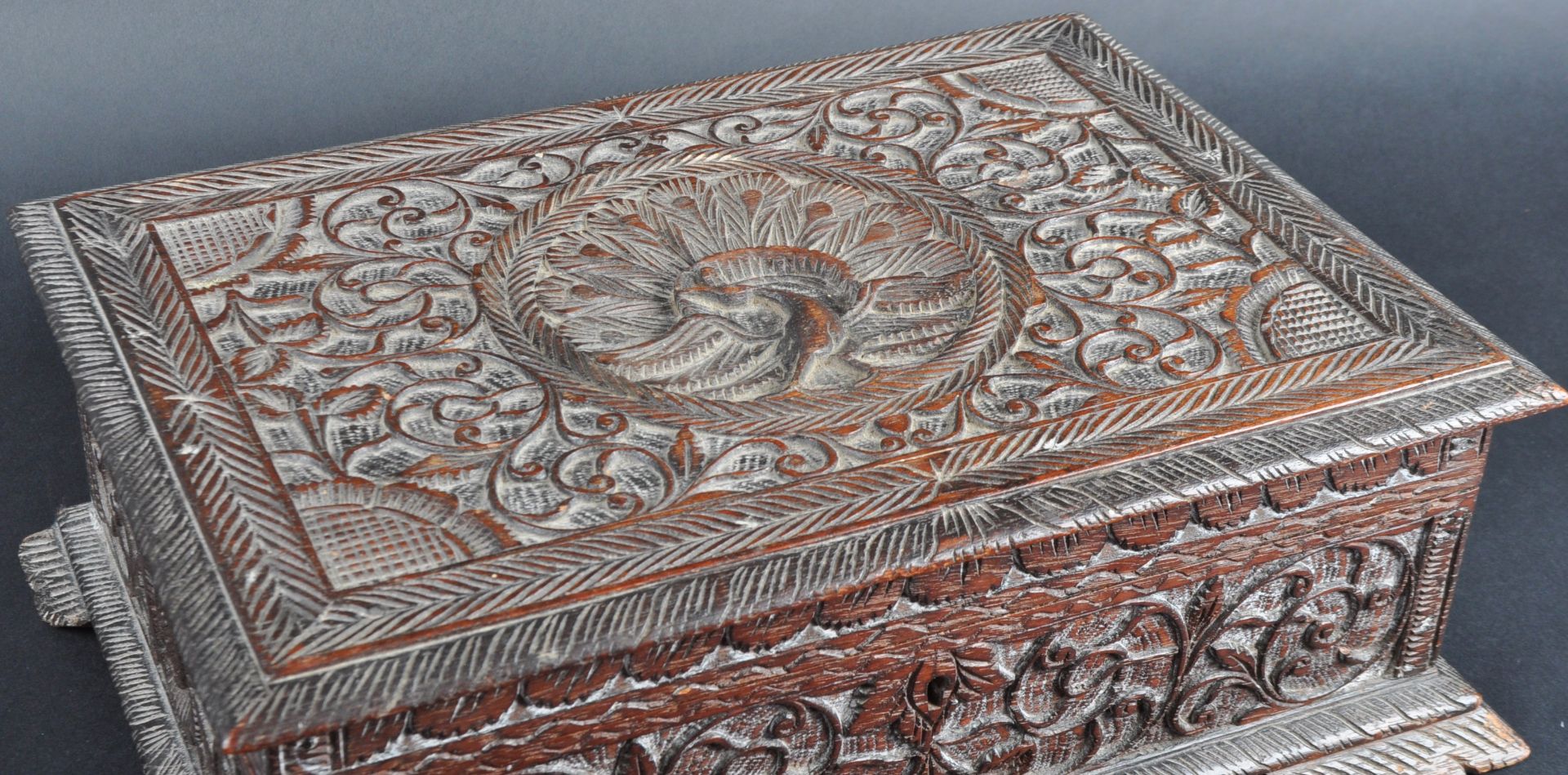 19TH CENTURY CARVED INDIAN WORKBOX - Image 3 of 9