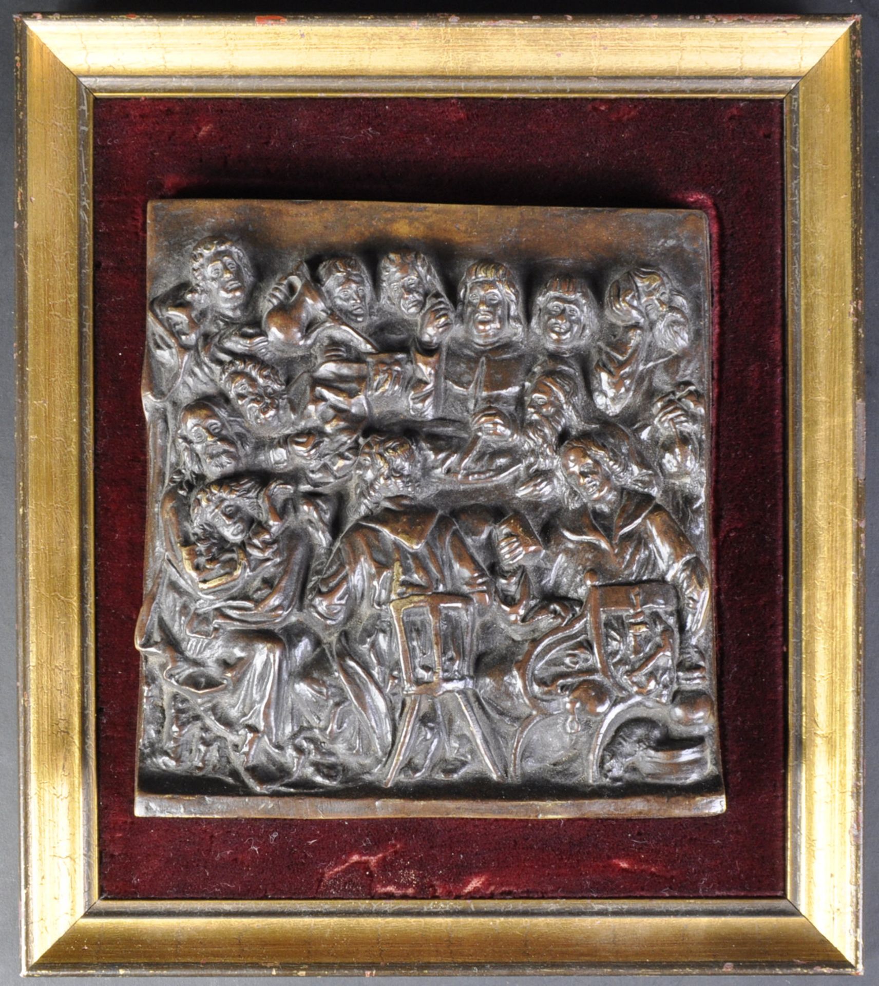 19TH CENTURY BRONZE RELIEF TAVERN SCENE