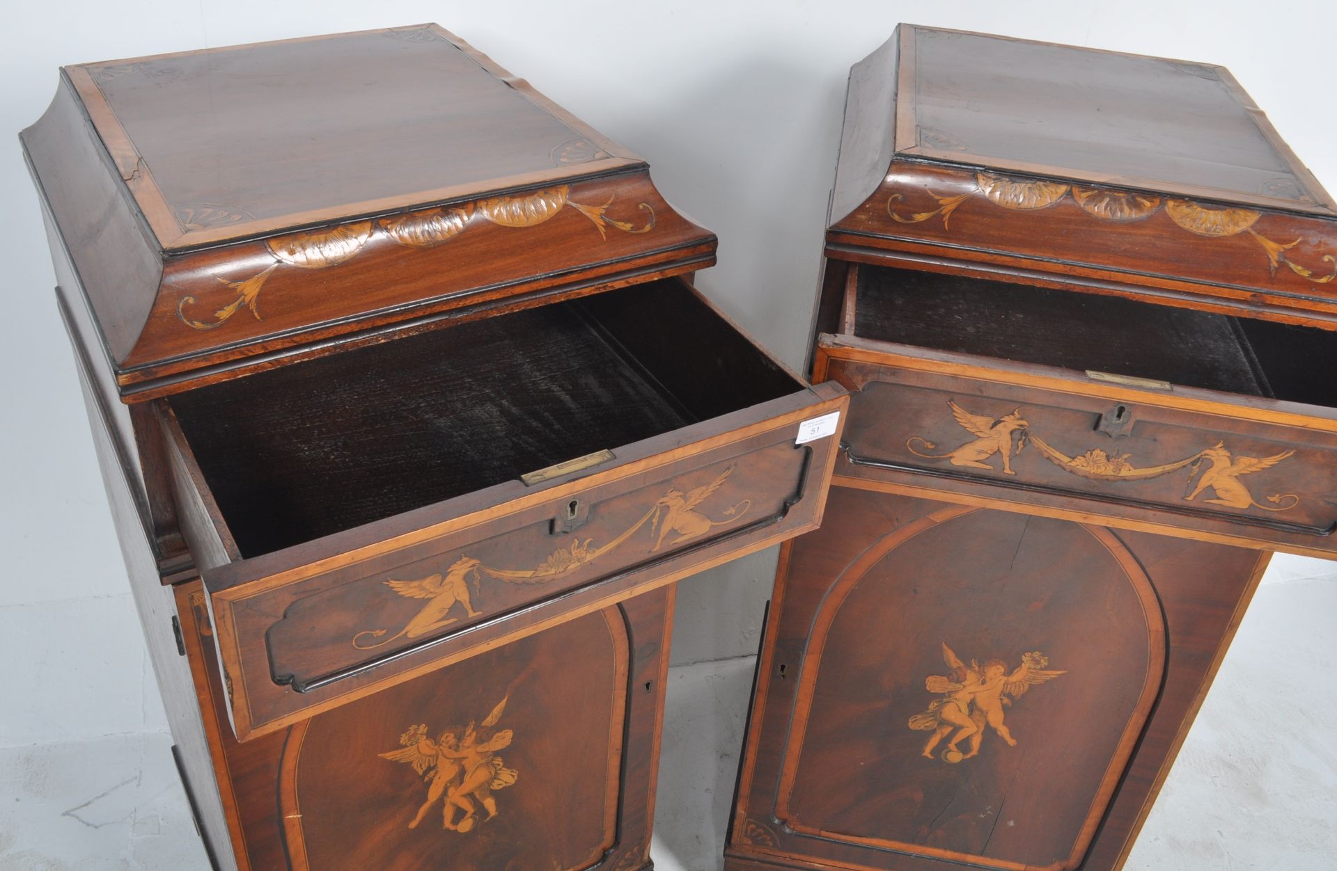 PAIR OF 19TH CENTURY MAHOGANY INLAID PEDESTAL CABINETS - Image 8 of 9