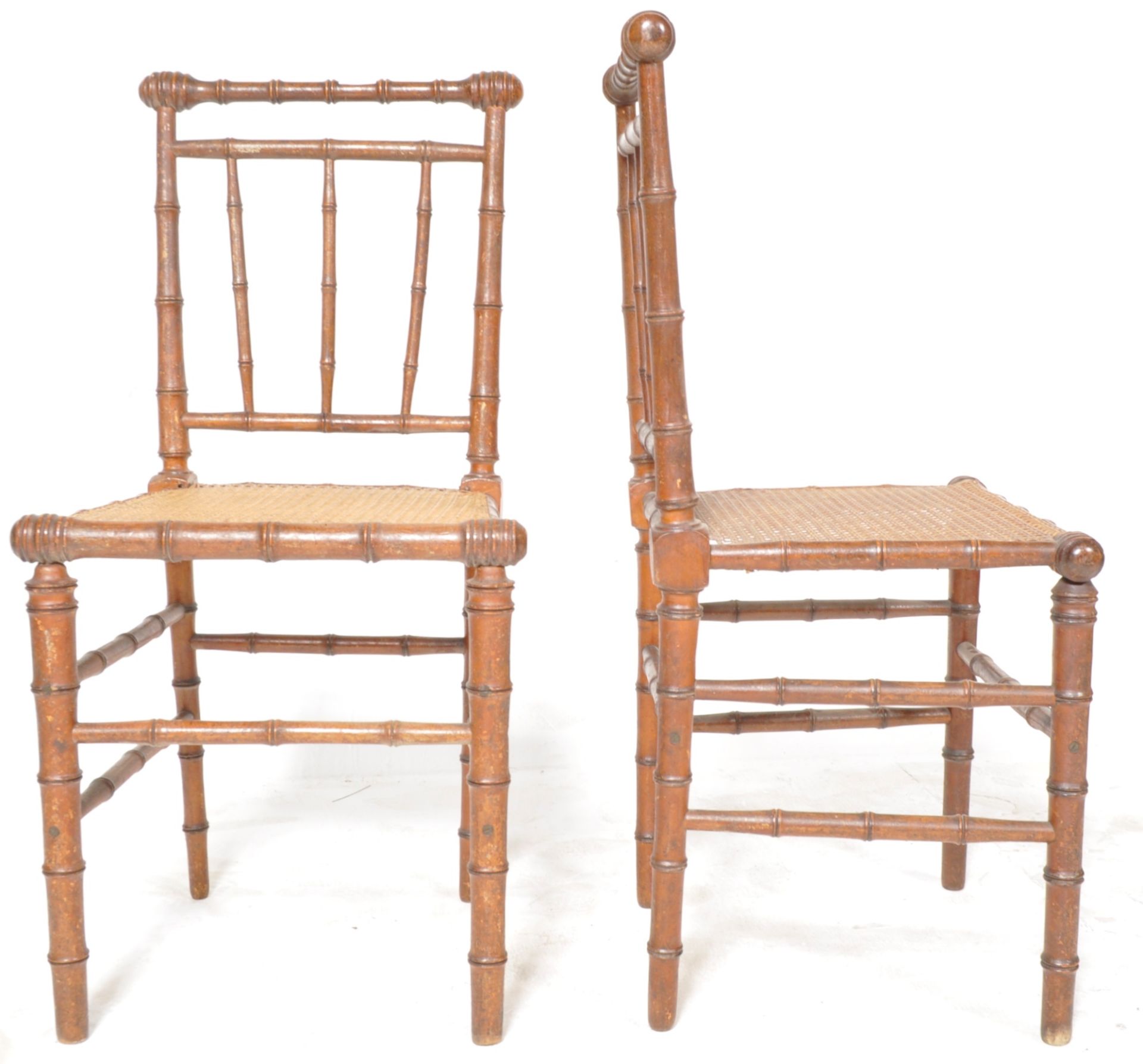 PAIR OF 19TH CENTURY STYLE FAUX BAMBOO CHAIRS - Image 3 of 4