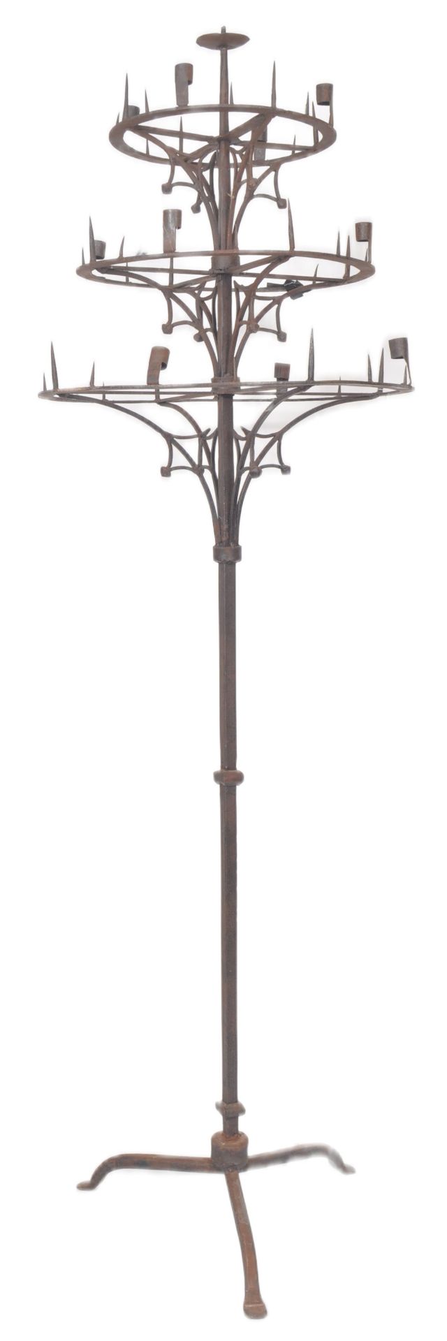 LARGE CATHEDRAL SIZE WROUGHT IRON GOTHIC CANDELABRA