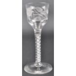 18TH CENTURY ENGRAVED DOUBLE SERIES JACOBITE WINE GLASS