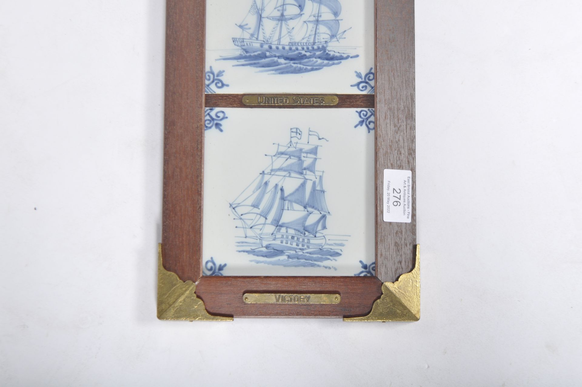 SET OF FIVE 19TH CENTURY DELFT SHIP TILES IN FRAME - Bild 6 aus 6