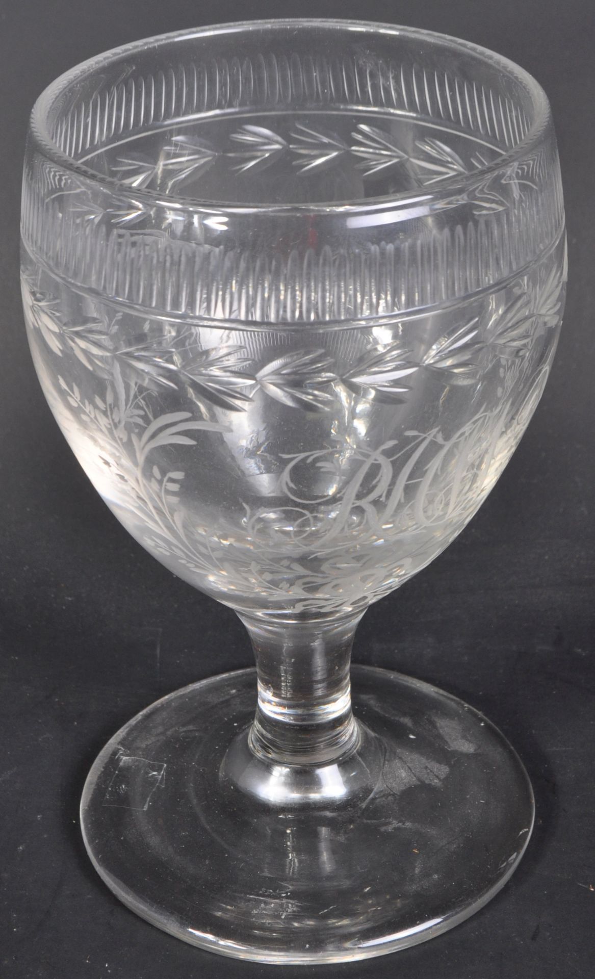 LARGE EARLY 19TH CENTURY ENGRAVED WINE DRINKING GOBLET - Bild 2 aus 7