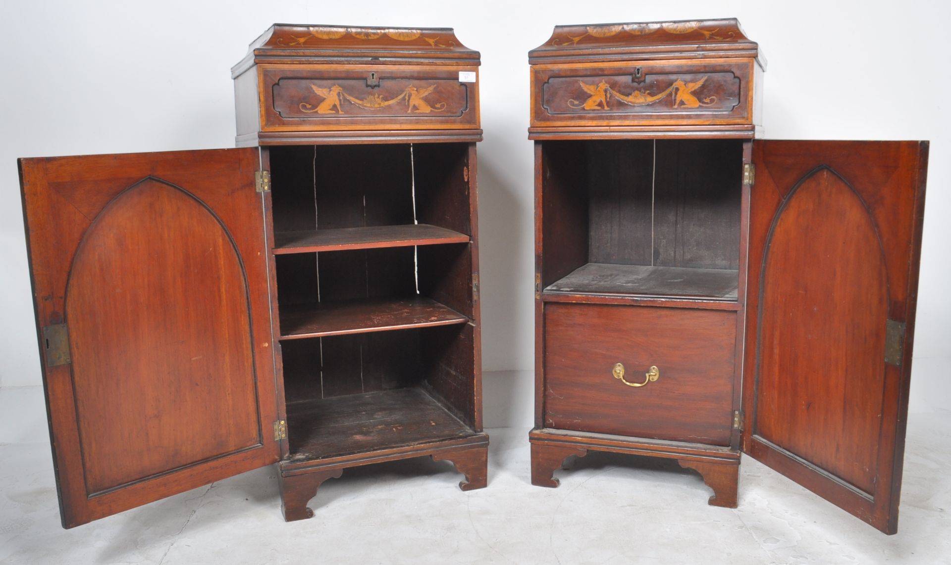 PAIR OF 19TH CENTURY MAHOGANY INLAID PEDESTAL CABINETS - Image 6 of 9