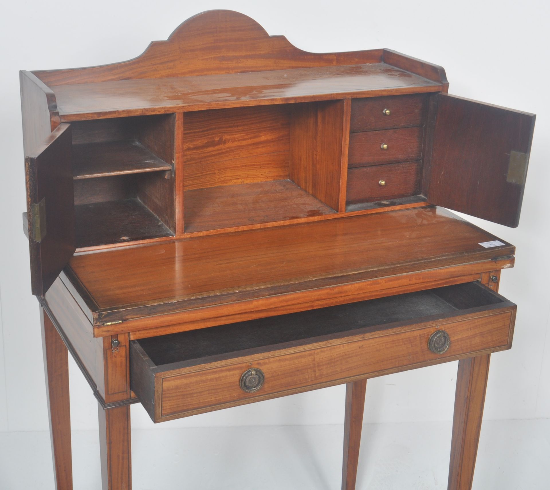 19TH CENTURY SATINWOOD BONHEUR DE JOUR LADIES DESK - Image 4 of 9