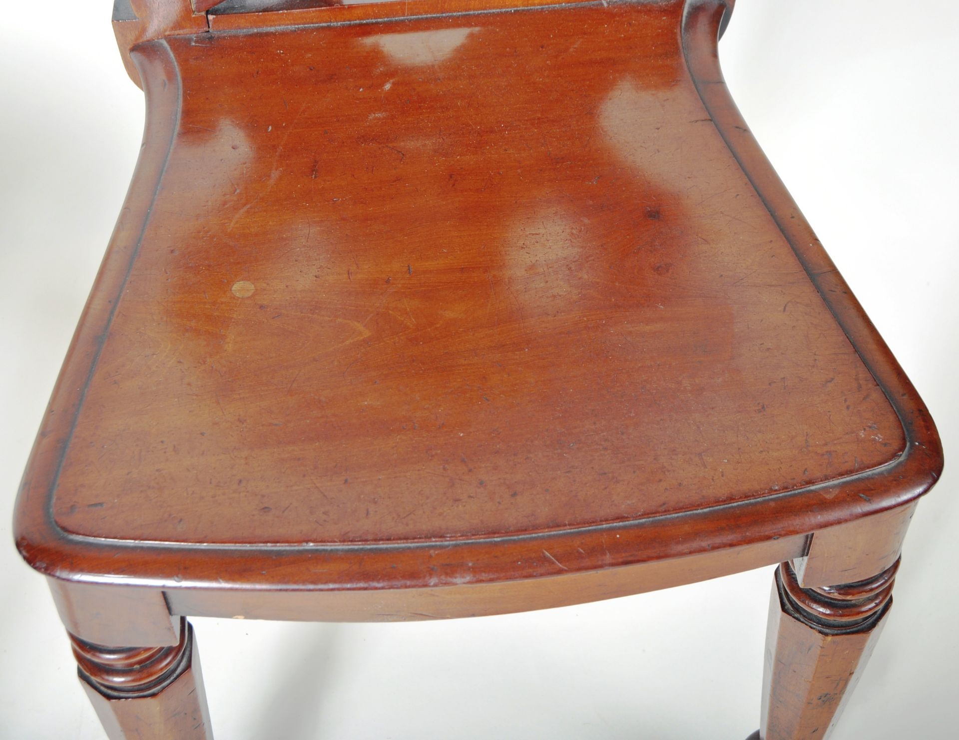 MATCHING PAIR OF VICTORIAN MAHOGANY CARVED HALL CHAIRS - Image 4 of 9