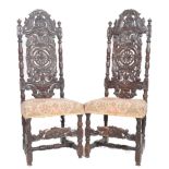 PAIR OF 19TH CENTURY CAROLEAN REVIVAL HALL CHAIRS