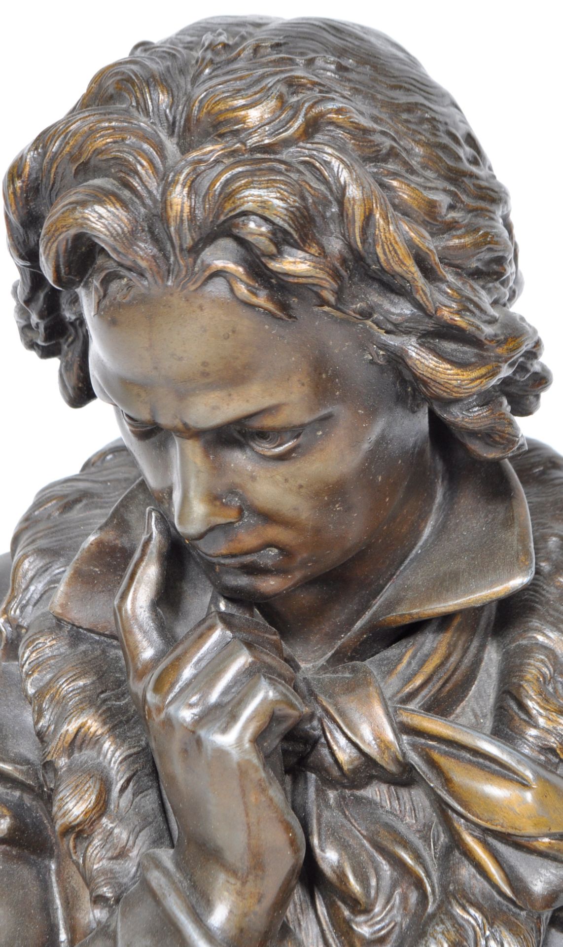 20TH CENTURY BRONZE WORKED SCULPTOR OF BEETHOVEN - Image 2 of 6