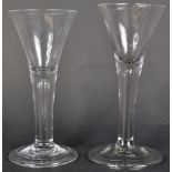 TWO MID 18TH CENTURY GEORGE III PLAIN STEM WINE GLASSES
