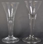 TWO MID 18TH CENTURY GEORGE III PLAIN STEM WINE GLASSES