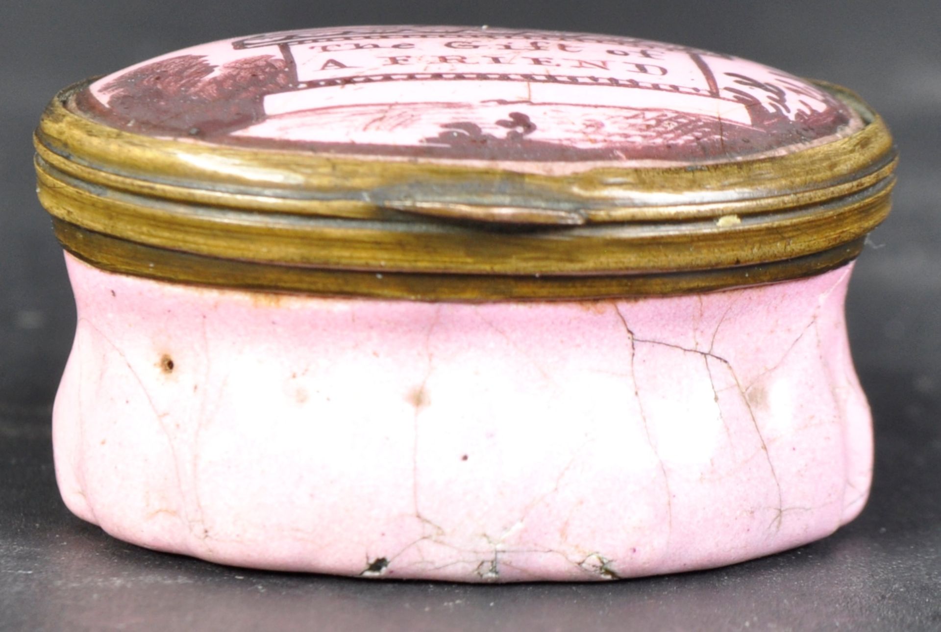 LATE 18TH CENTURY BILSTON ENAMEL PILL BOX