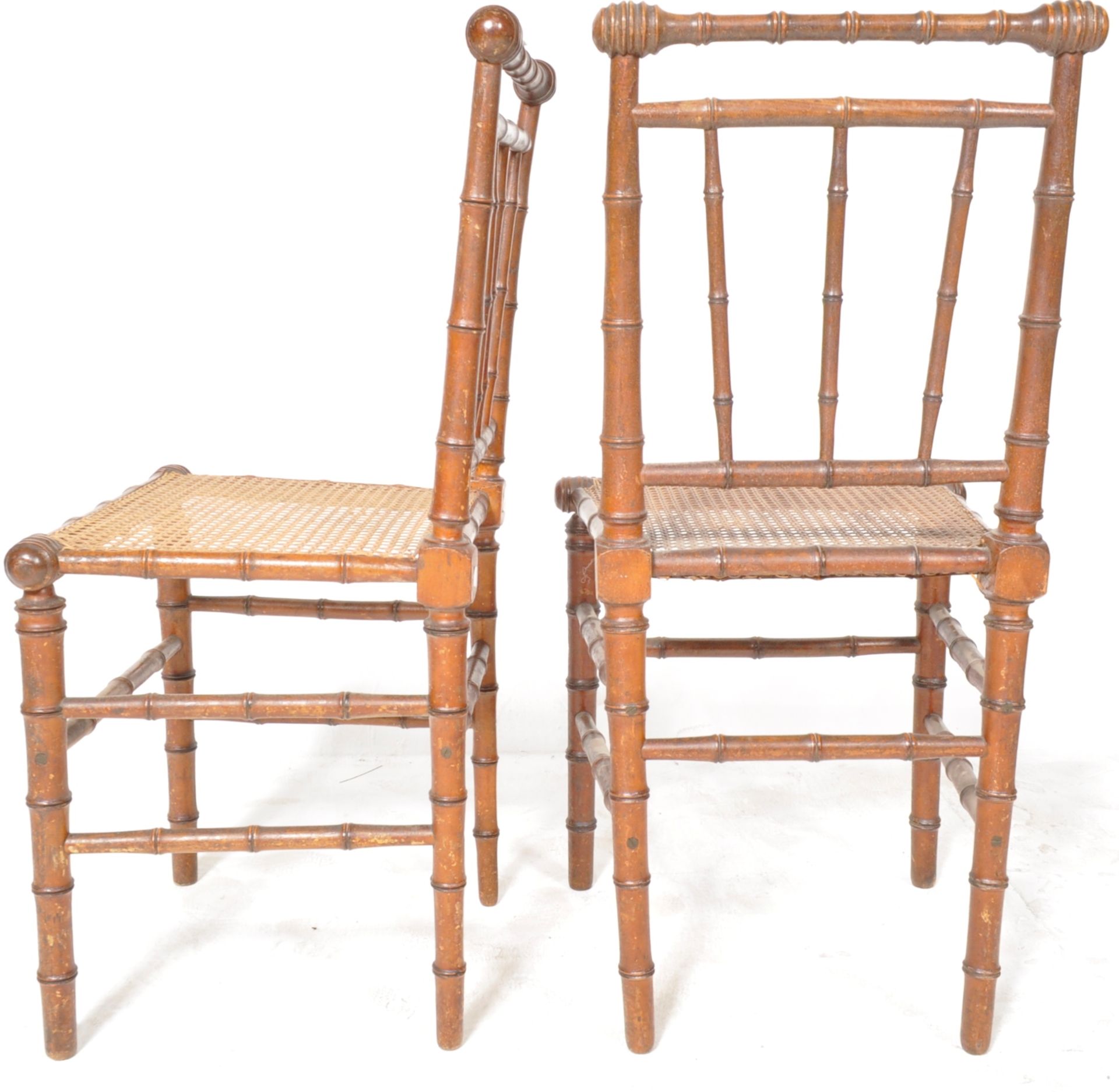 PAIR OF 19TH CENTURY STYLE FAUX BAMBOO CHAIRS - Image 4 of 4