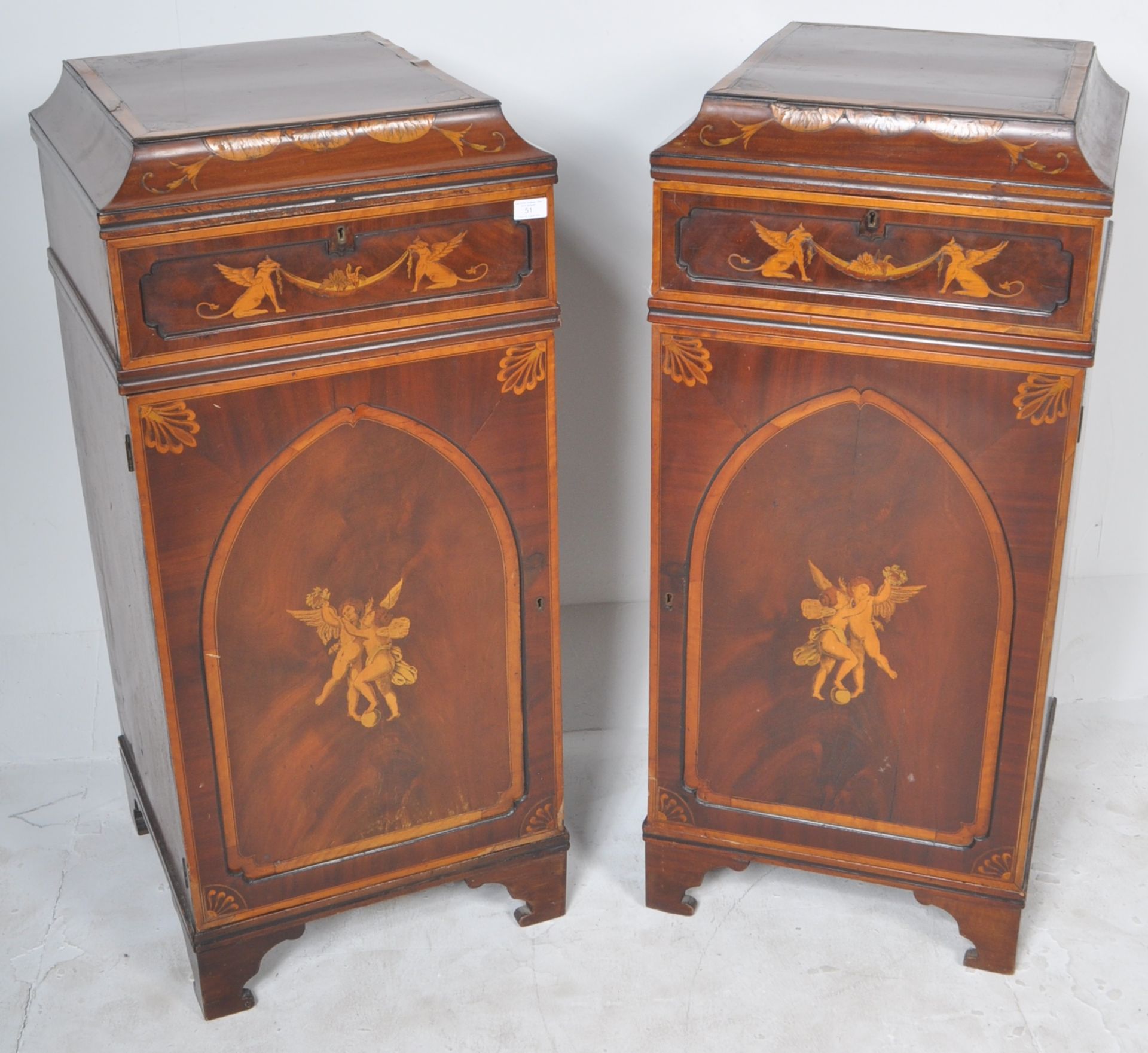 PAIR OF 19TH CENTURY MAHOGANY INLAID PEDESTAL CABINETS - Image 2 of 9