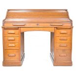 19TH CENTURY VICTORIAN LEBUS OAK ROLL TOP DESK