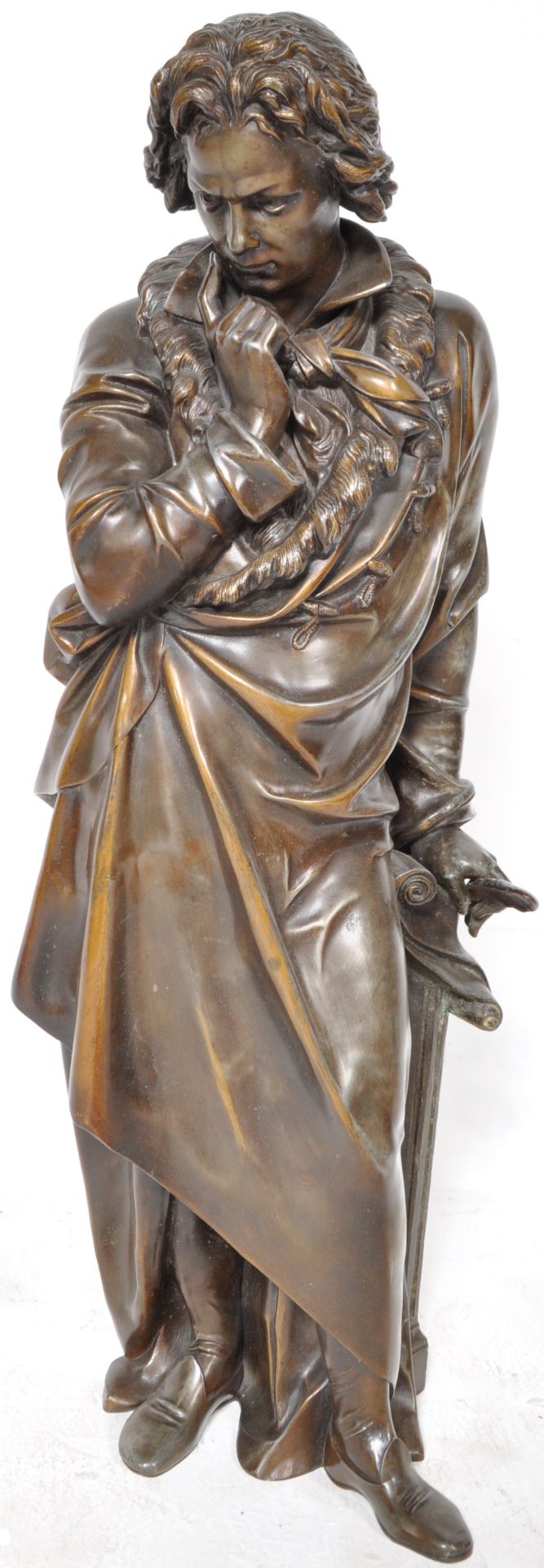 20TH CENTURY BRONZE WORKED SCULPTOR OF BEETHOVEN