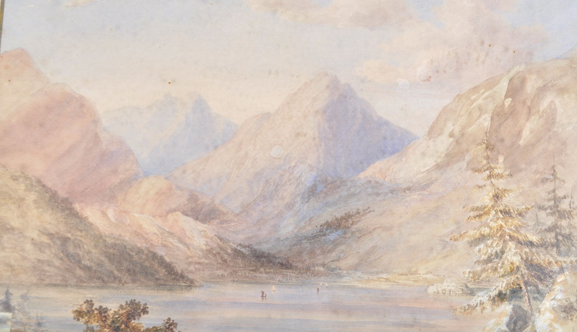 19TH CENTURY WATERCOLOUR MOUNTAIN LANDSCAPE SCENE - Bild 5 aus 8