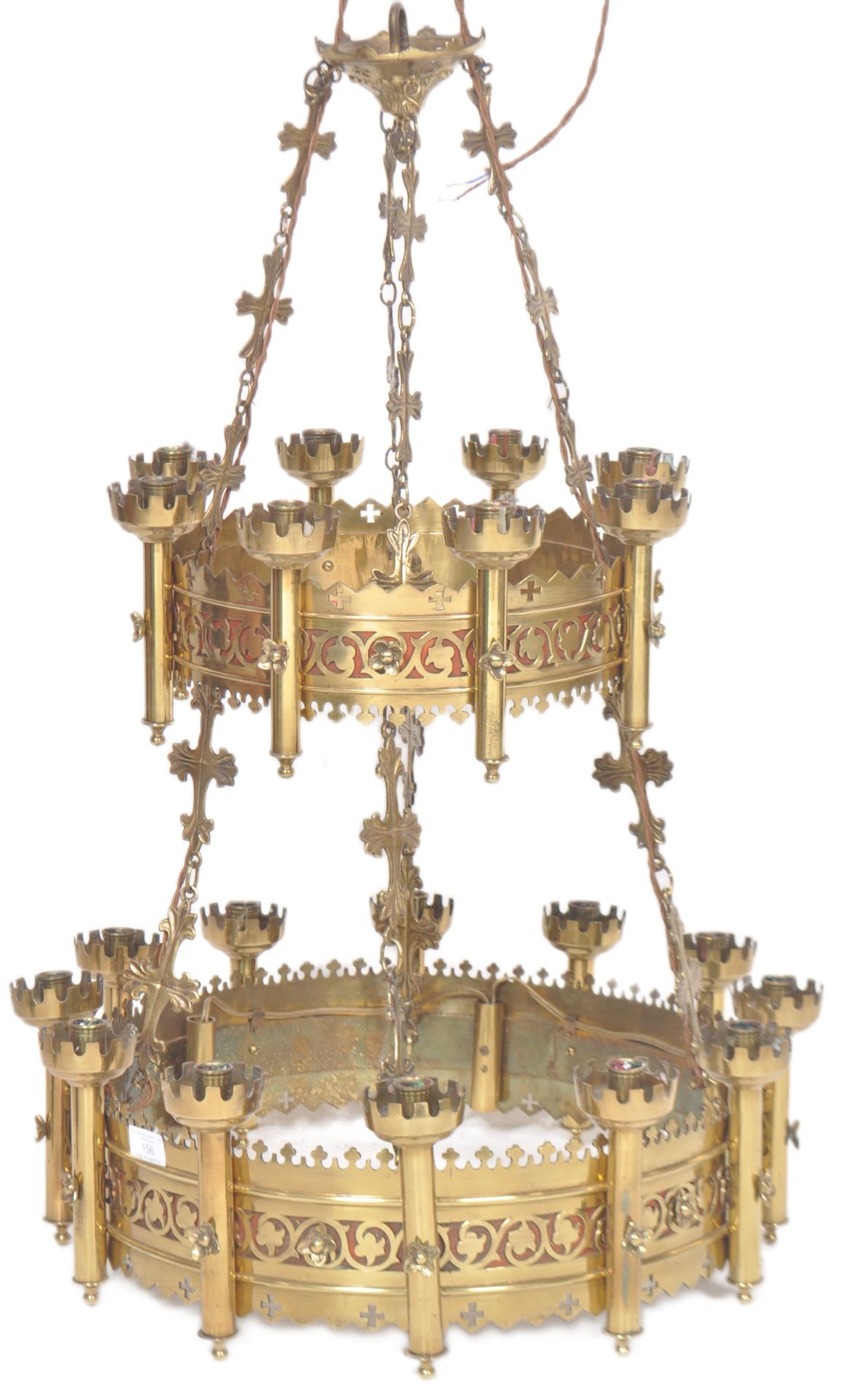 19TH CENTURY GOTHIC BRASS WORKED CHANDELIER