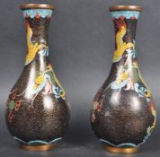 PAIR OF 19TH CENTURY CHINESE CLOISONNE DRAGON VASES