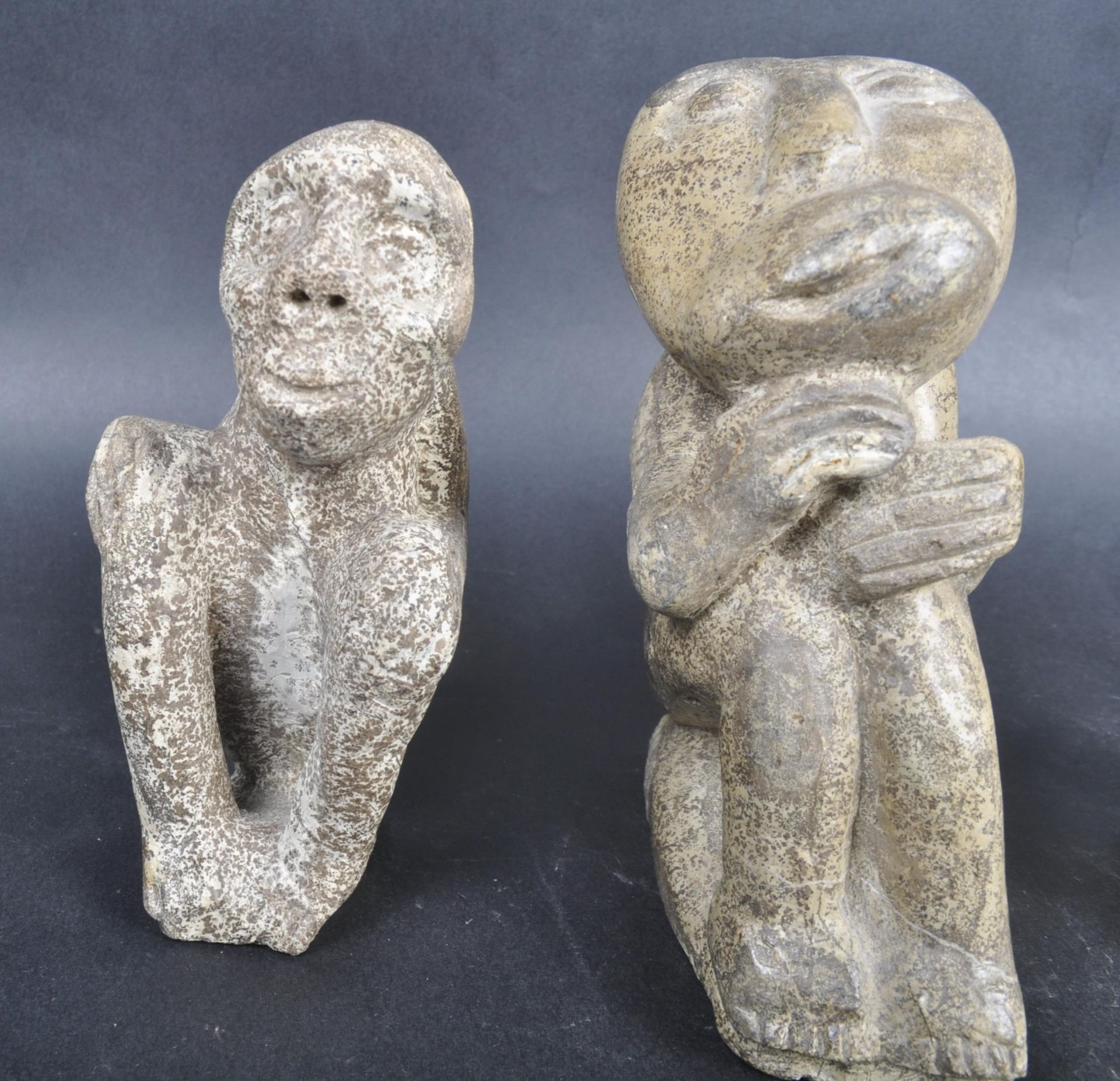 THREE AFRICAN GHANAIAN CARVED STONE FIGURES - Image 10 of 10