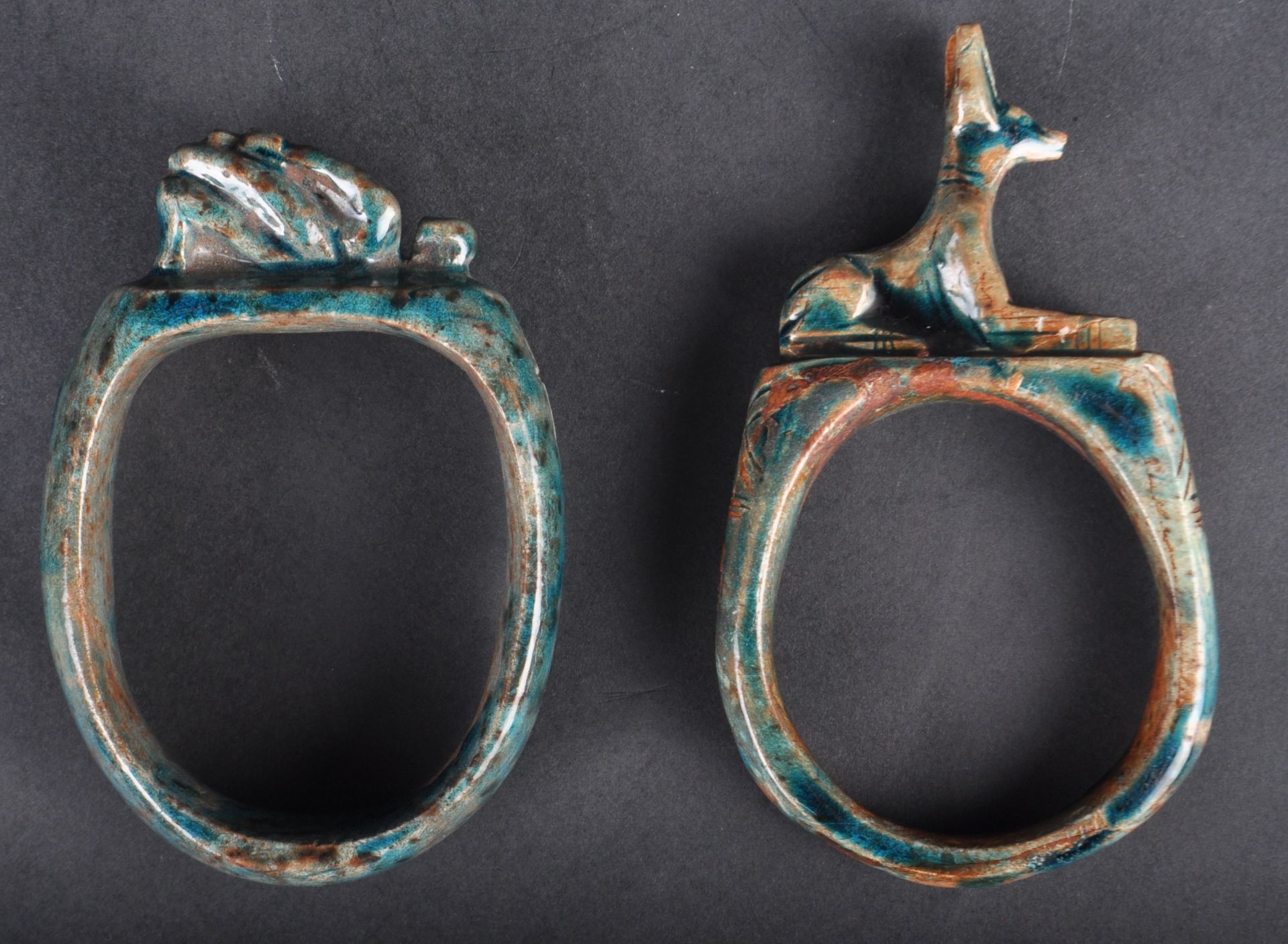 TWO 19TH CENTURY EGYPTIAN GRAND TOUR FAIENCE BANGLES - Image 10 of 12