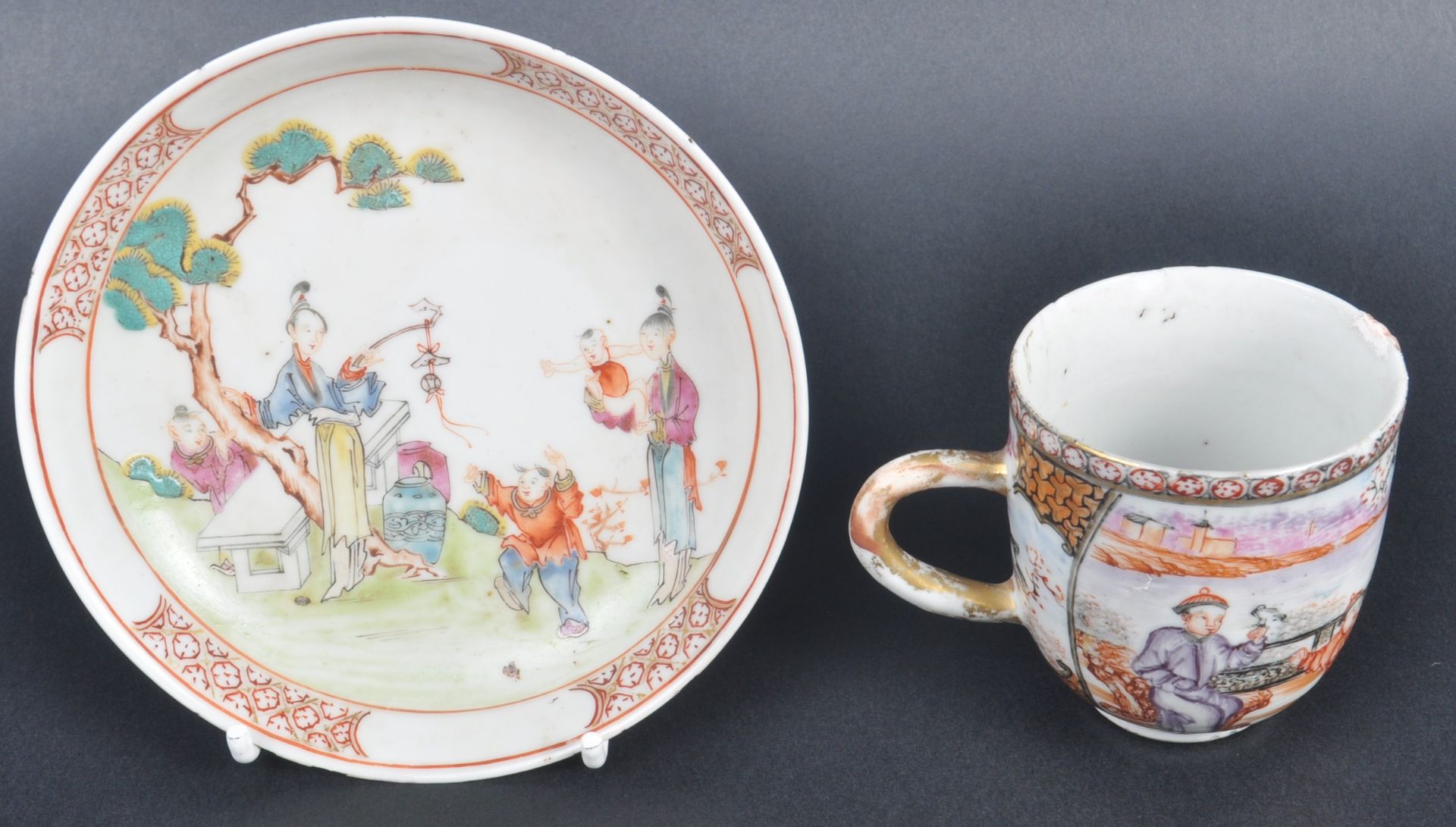 18TH CENTURY CHINESE PORCELAIN TEACUP & SAUCER - Image 2 of 7