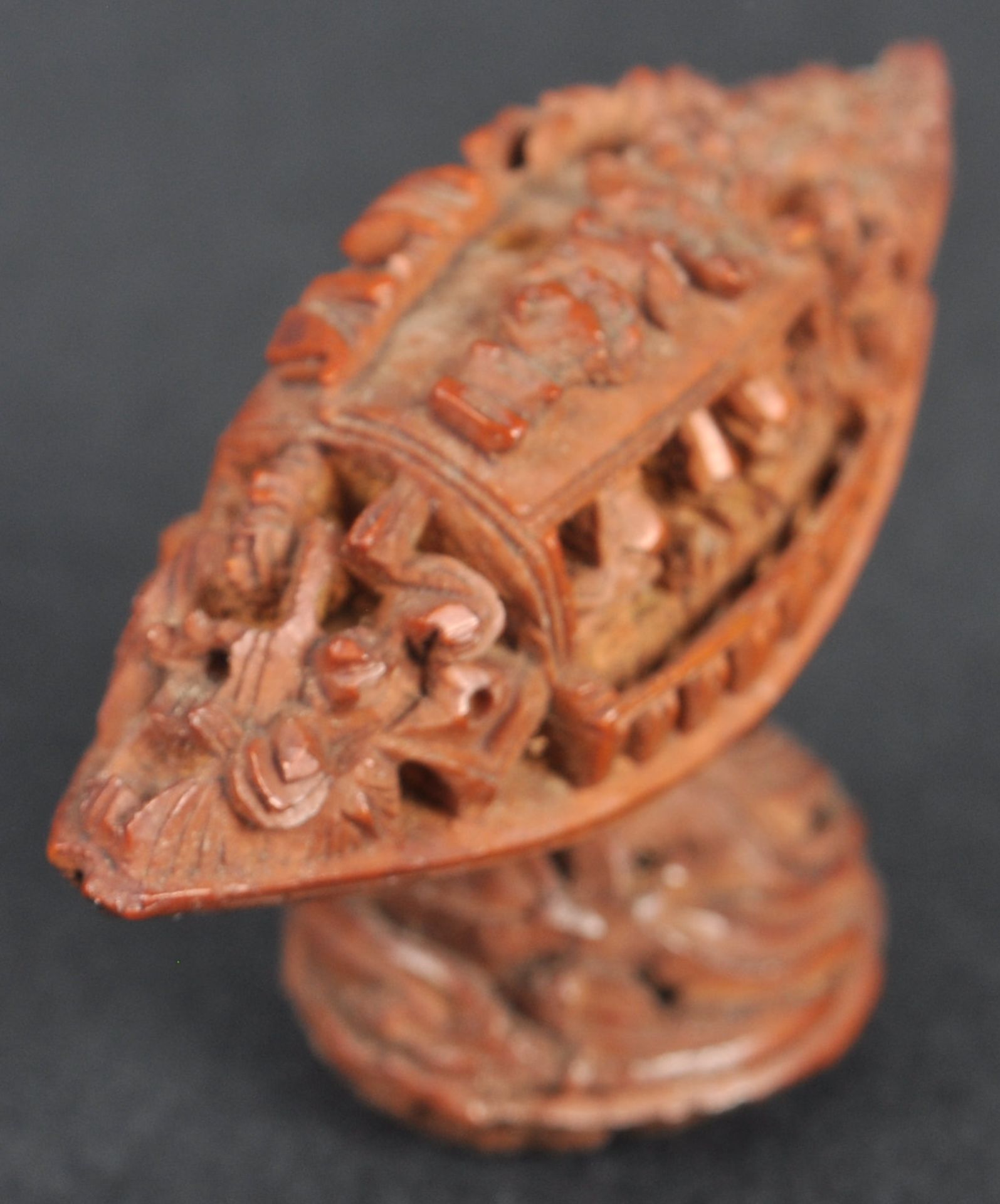 TWO 19TH CENTURY CHINESE HAND CARVED HEDIAO NUTS - Image 5 of 9
