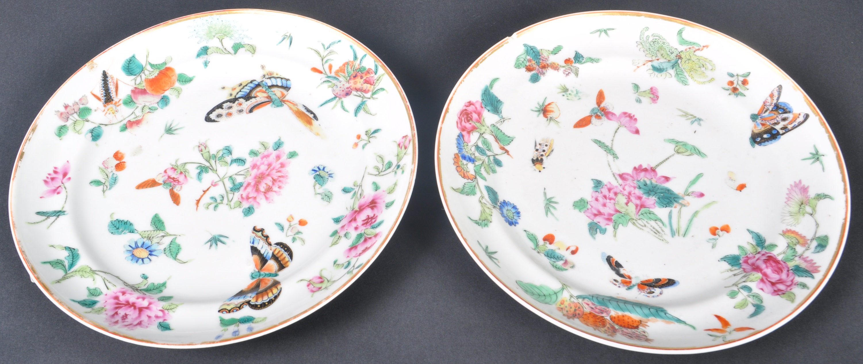 PAIR OF 18TH CENTURY FAMILLE ROSE QING DYNASTY CHINESE PLATES - Image 2 of 10