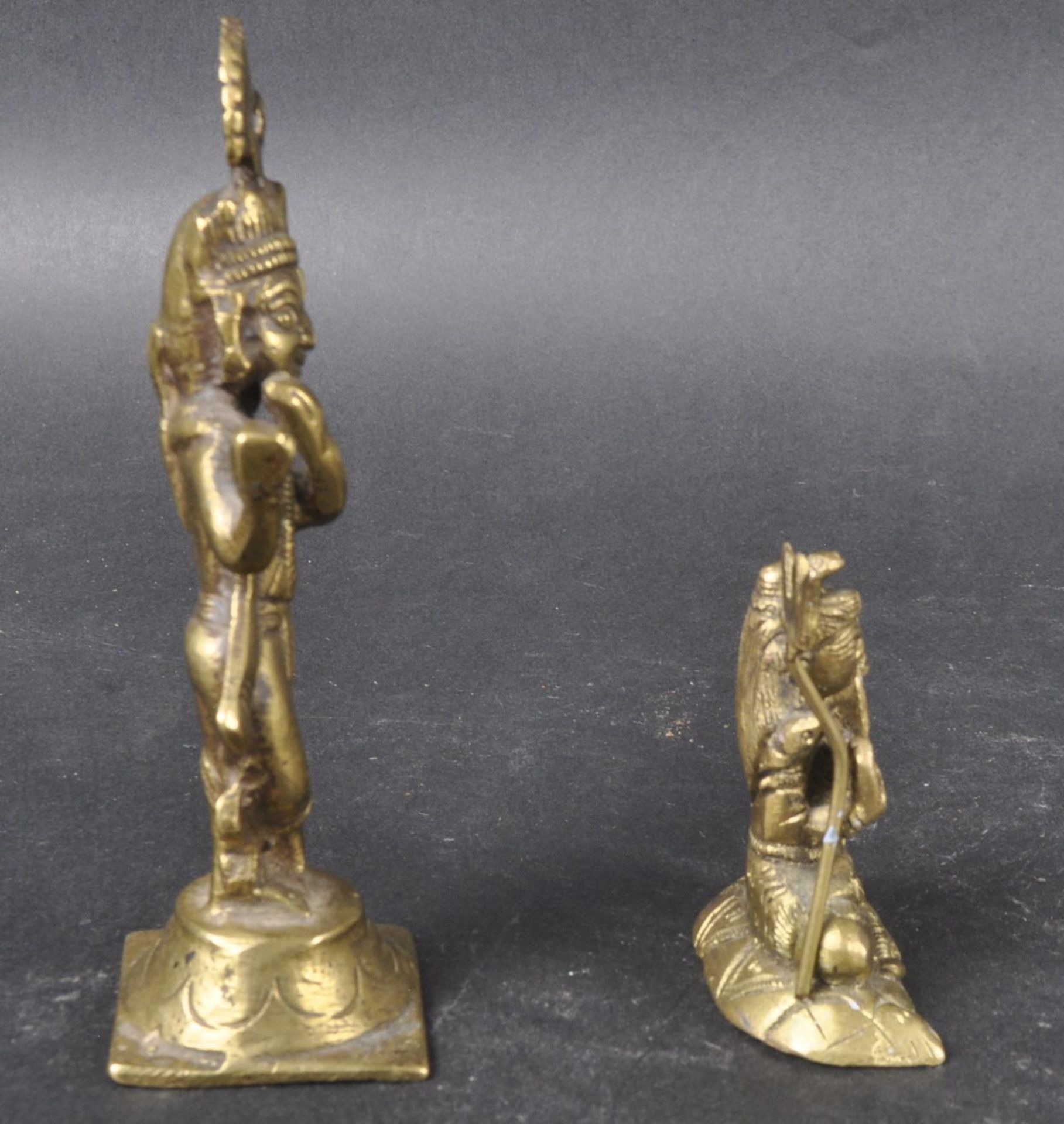 TWO HINDU INDIAN BRONZE FIGURINES KRISHNA & SHIVA - Image 2 of 8