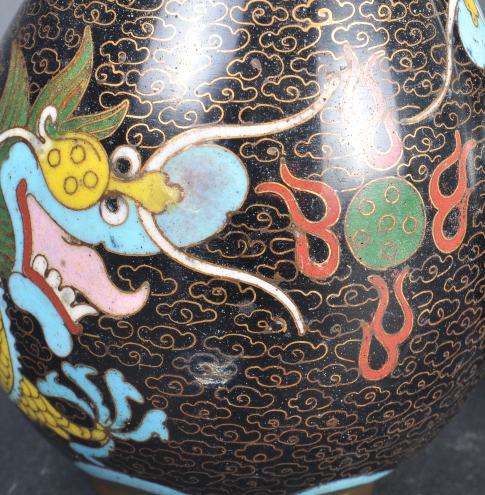 PAIR OF 19TH CENTURY CHINESE CLOISONNE DRAGON VASES - Image 6 of 7