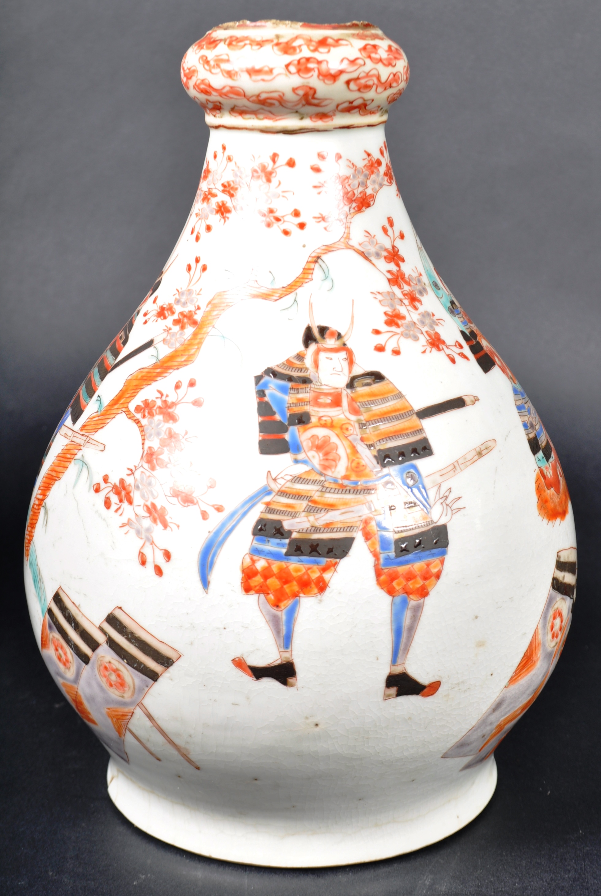 19TH CENTURY JAPANESE MEIJI PERIOD ARITA PORCELAIN SAMURAI VASE - Image 3 of 6