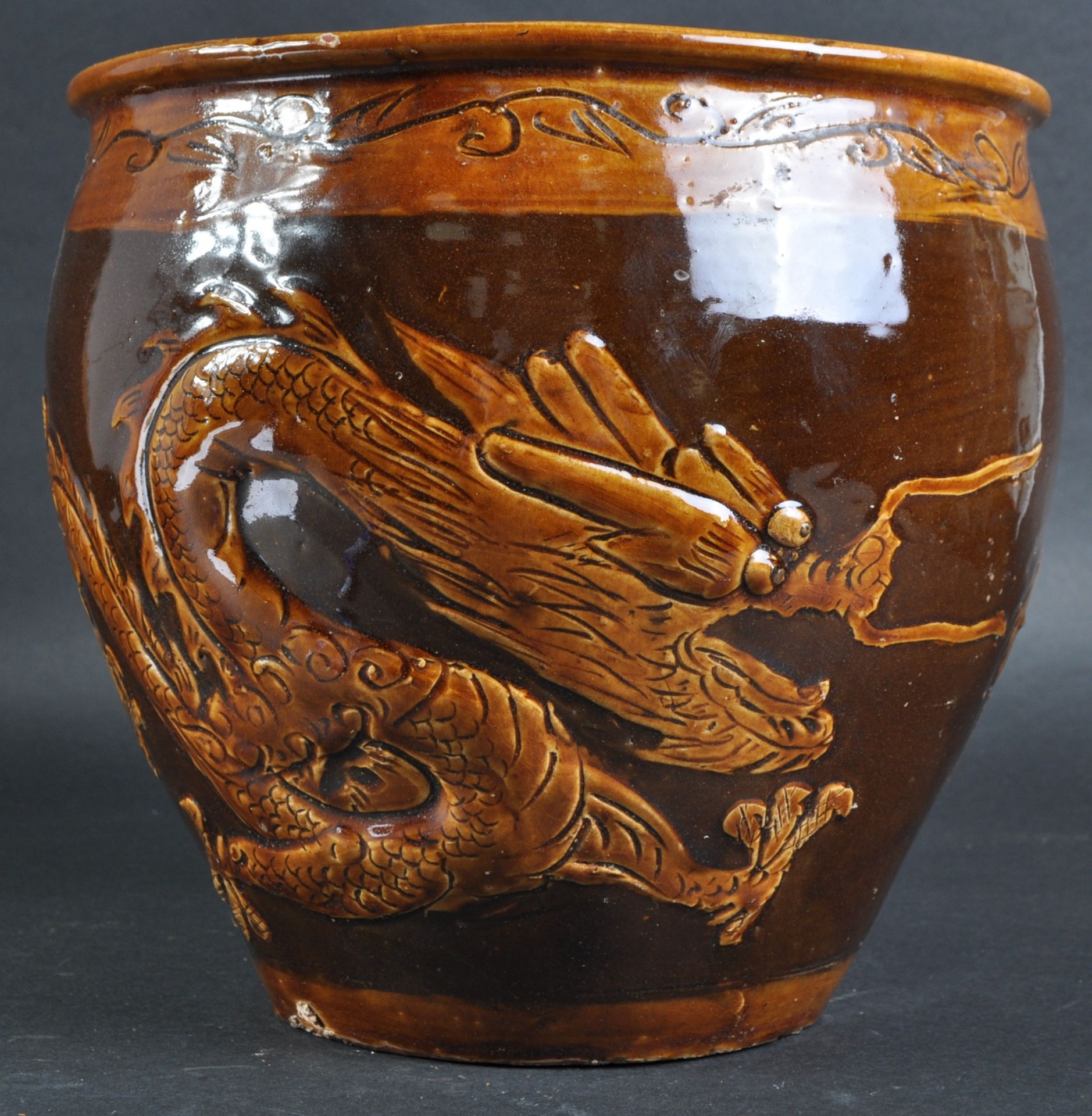 19TH CENTURY GLAZED EGG POT JARDINIERE