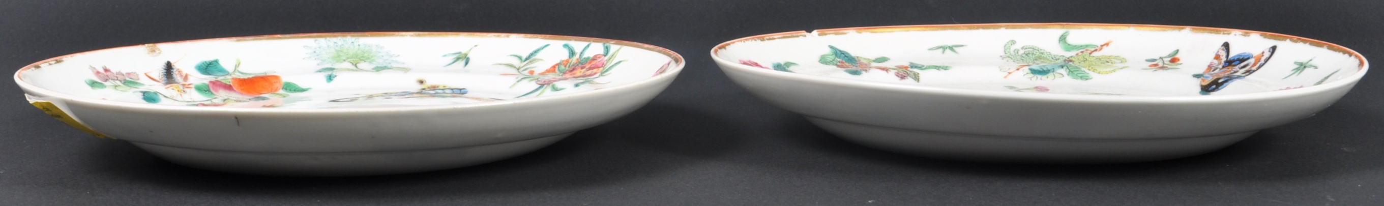 PAIR OF 18TH CENTURY FAMILLE ROSE QING DYNASTY CHINESE PLATES - Image 3 of 10
