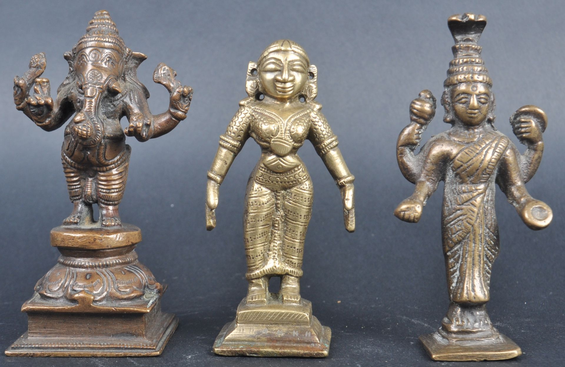 THREE INDIAN HINDU BRONZE FIGURINES