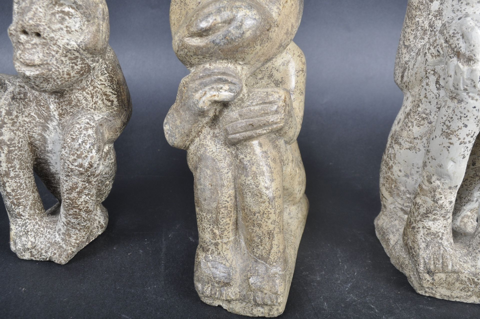 THREE AFRICAN GHANAIAN CARVED STONE FIGURES - Image 8 of 10