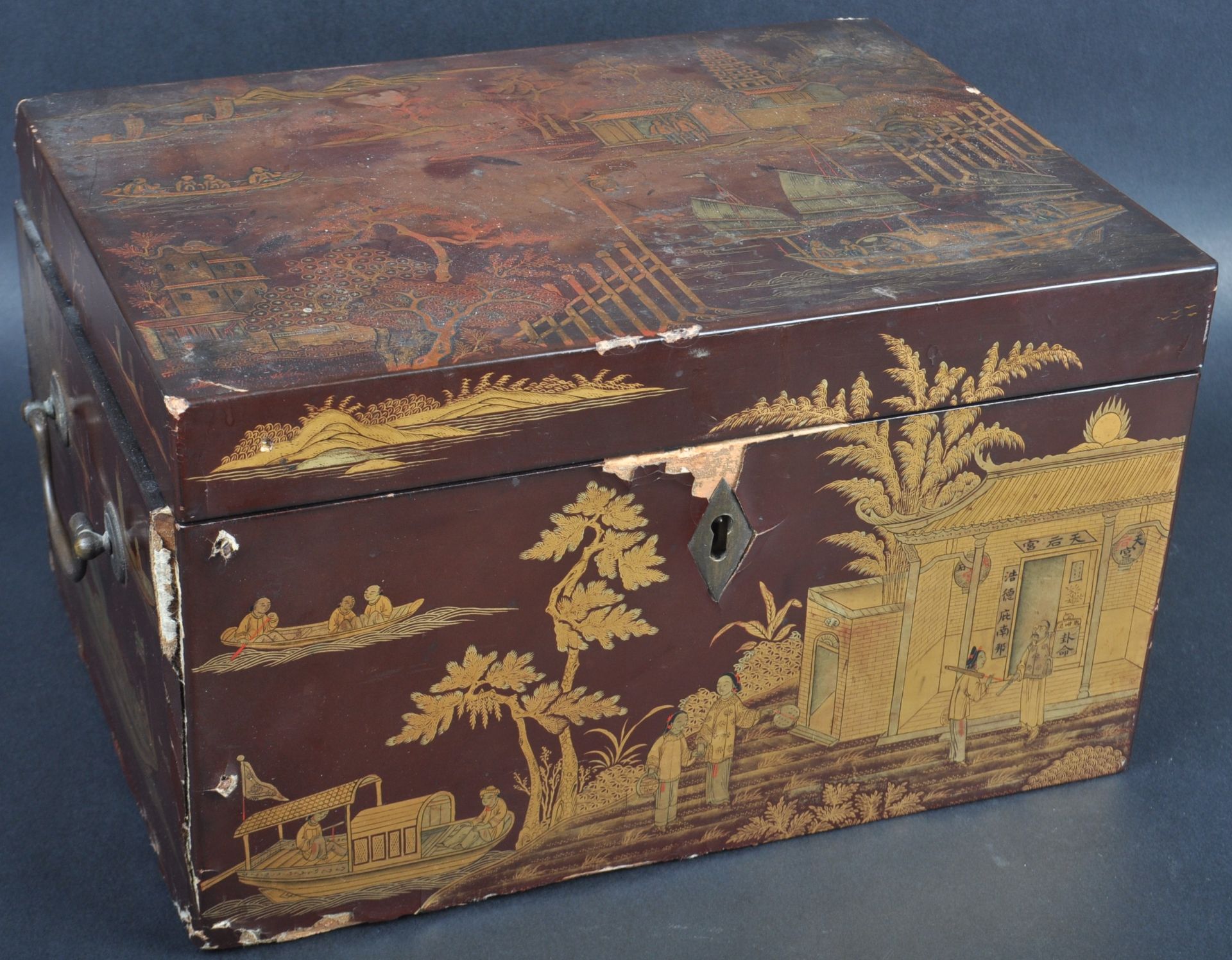 19TH CENTURY CHINESE CANTONESE BLACK LACQUER BOX - Image 2 of 9