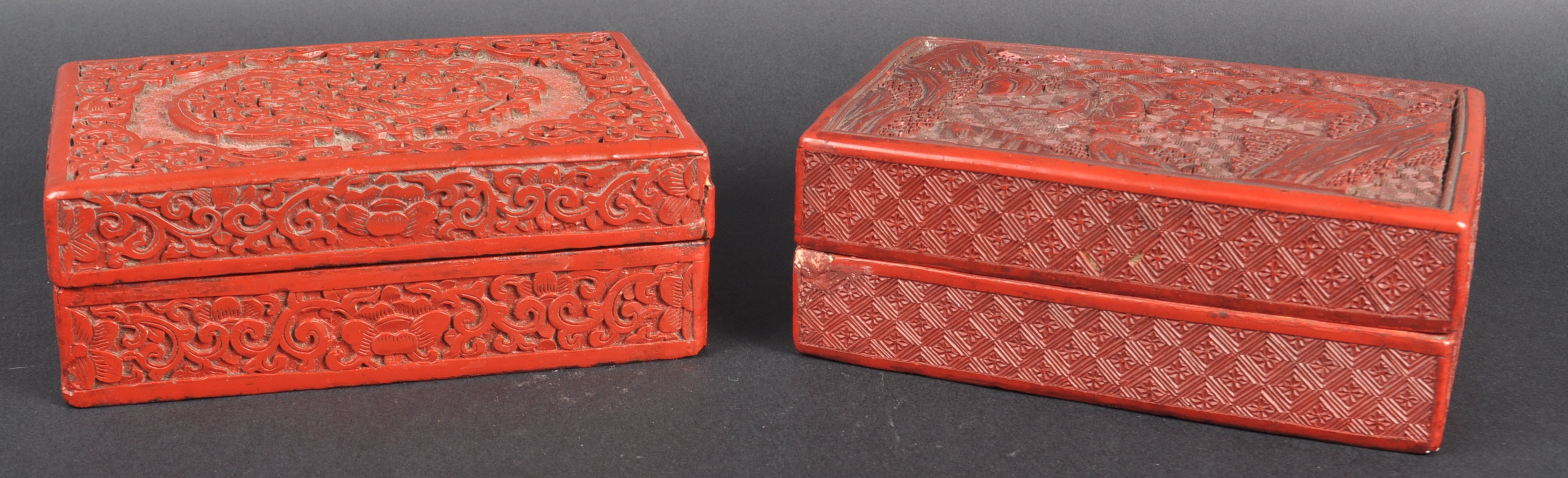 TWO EARLY 20TH CENTURY CHINESE CINNABAR LACQUER BOXES