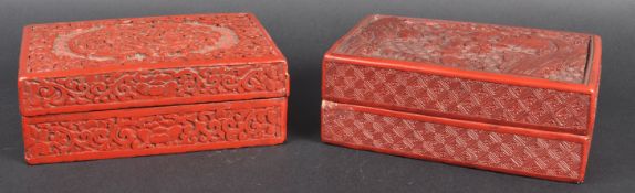 TWO EARLY 20TH CENTURY CHINESE CINNABAR LACQUER BOXES