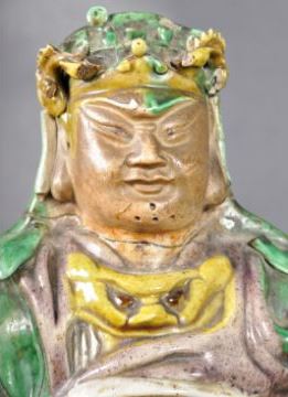 16TH CENTURY MING DYNASTY CHINESE SANCAI GLAZED GUANDI FIGURE & STAND - Image 11 of 11