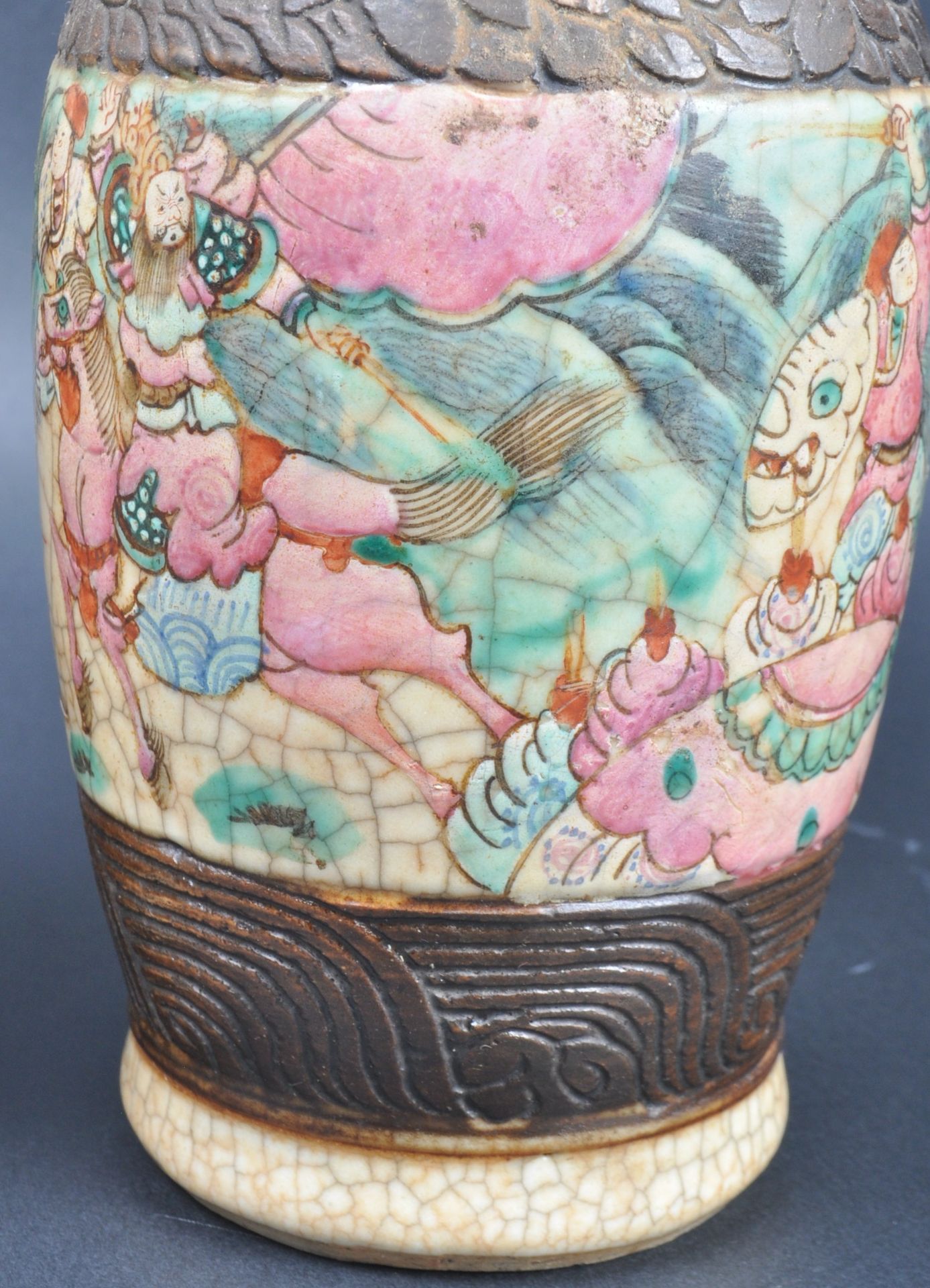 PAIR OF 19TH CENTURY CHINESE CRACKLE GLAZED VASES - Image 8 of 10