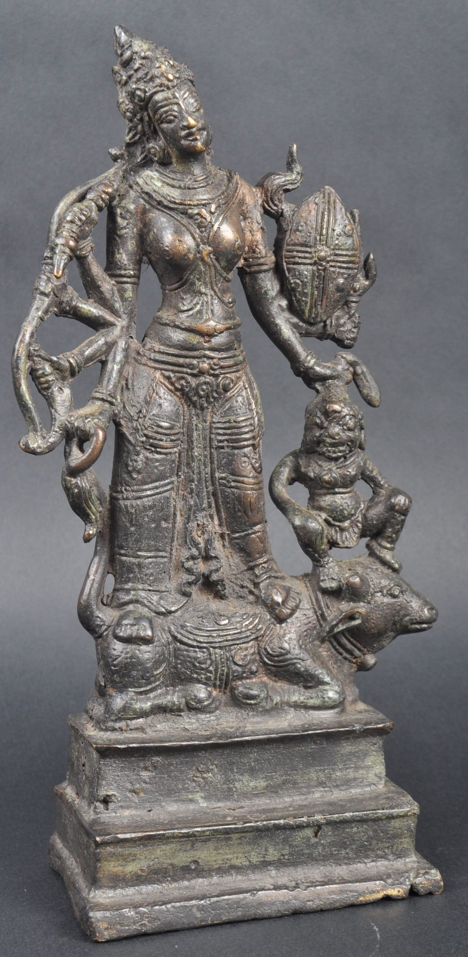 20TH CENTURY INDIAN HINDU MAHAKALI ON COW LORD BRONZE