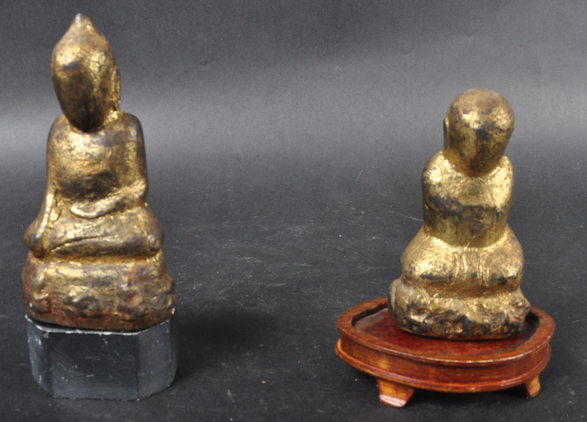 EARLY 20TH CENTURY THAI GILTWOOD CARVED FIGURINES