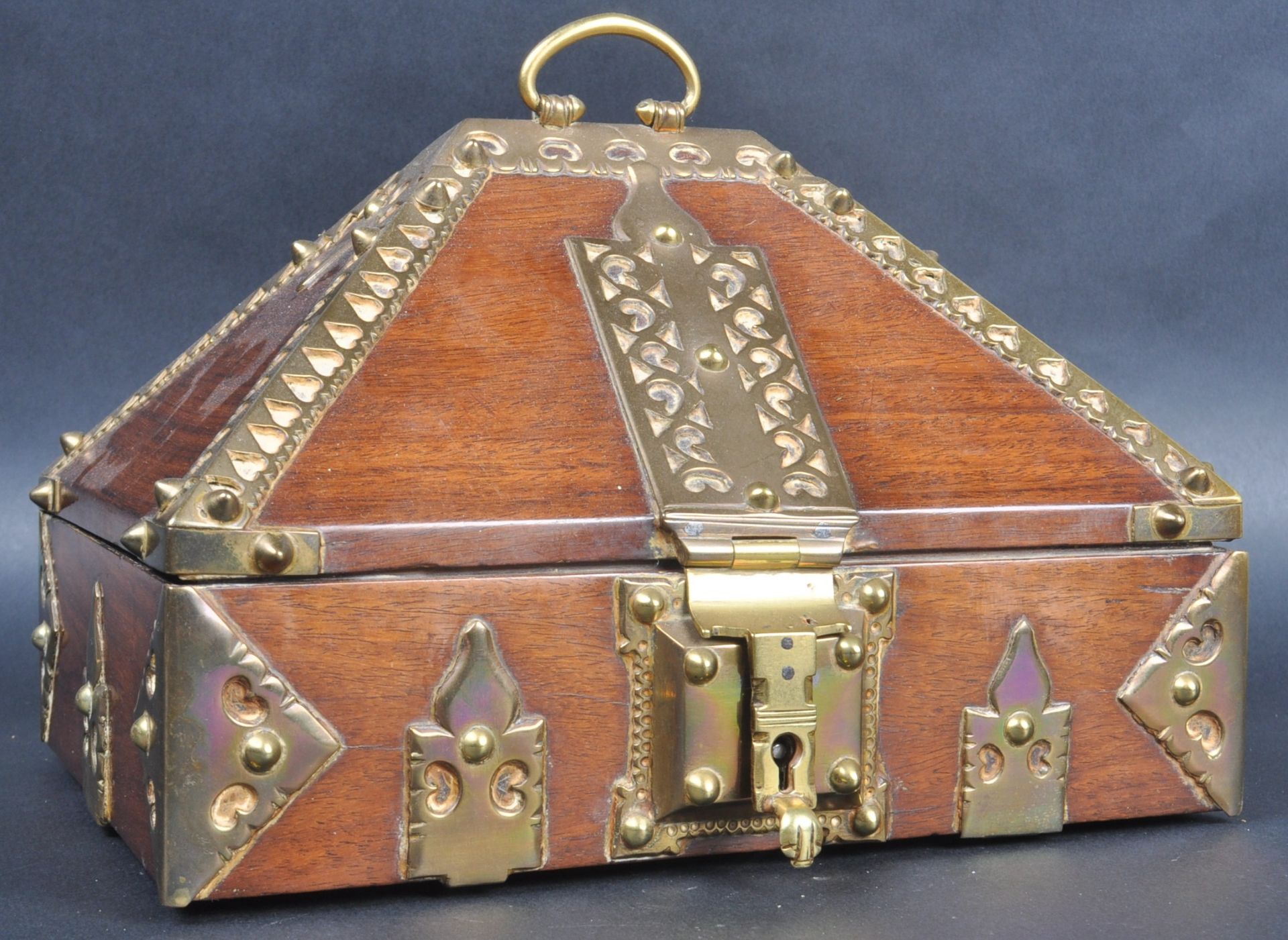 19TH CENTURY INDIAN KERALA BRASS MOUNTED BOX