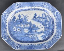 LARGE 18TH CENTURY CHINESE QIANLONG BLUE & WHITE TRAY