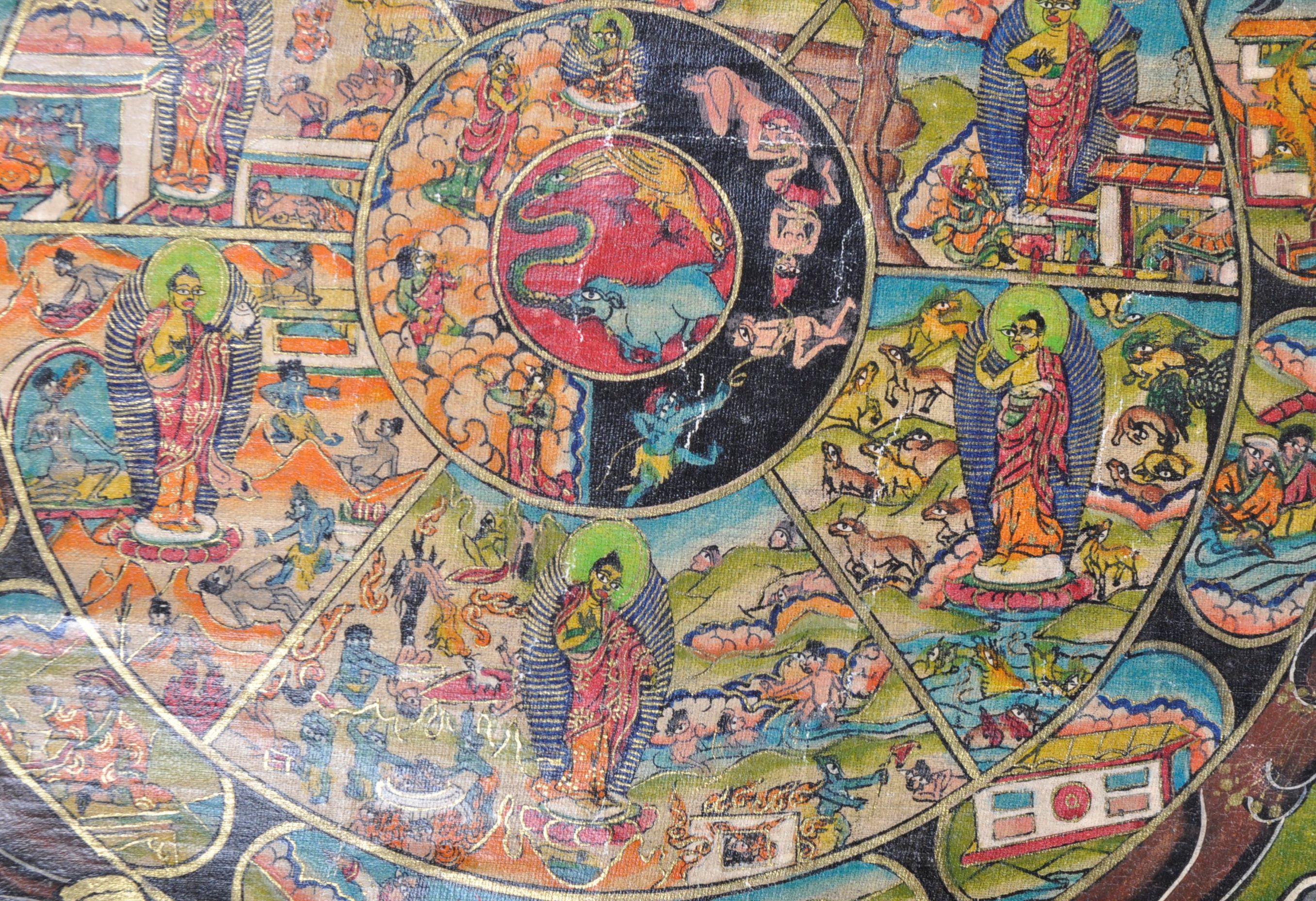 TIBETAN WHEEL OF LIFE HAND PAINTED THANGKA - Image 5 of 6