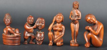 COLLECTION OF FIVE JAPANESE CARVED NETSUKES