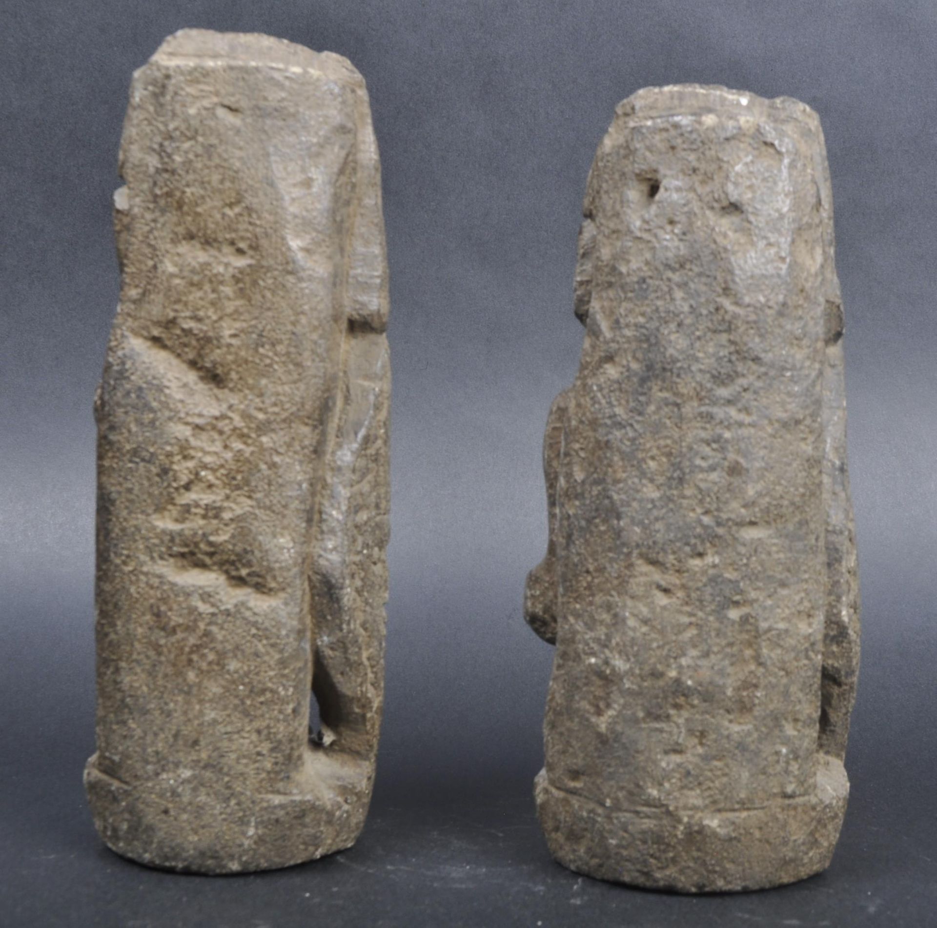 PAIR OF PRE COLUMBIAN STONE AZTEC TEMPLE FIGURES - Bild 3 aus 14