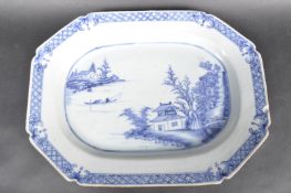 LARGE 18TH CENTURY CHINESE QIANLONG BLUE & WHITE PLATTER