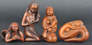 COLLECTION OF FOUR JAPANESE CARVED NETSUKES